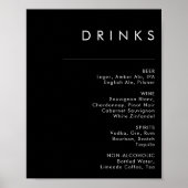 Modern Minimalistisch | Zwarte Trouw Drankenkaart Poster (Voorkant)