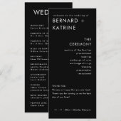 Modern minimalistisch | Zwarte-weddenschapsprogram Programmakaart (Voorkant / Achterkant)