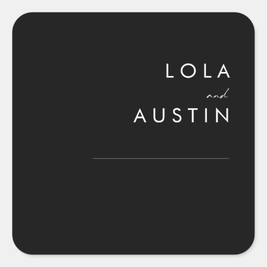 Modern minimalistisch | Zwarte-weduwenenvelop Vierkante Sticker (Voorkant)