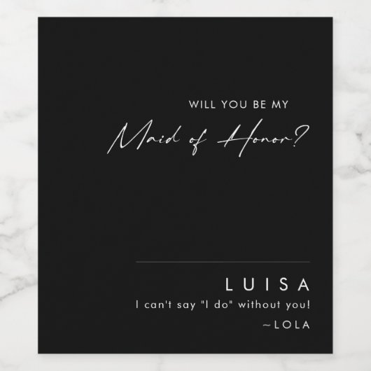 Modern minimalistisch | Zwartwitter van het eervol Wijn Etiket (Enkel label)