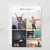Modern Minimalistische 6 Foto Collage Jaaroverzich Feestdagenkaart (Voorkant)