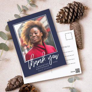 Modern Minimalistische Afstudeerfoto Navy Blauw Be Briefkaart