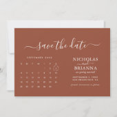 Modern minimalistische agenda voor Terracotta Save The Date (Voorkant)