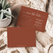 Modern minimalistische agenda voor Terracotta Save The Date