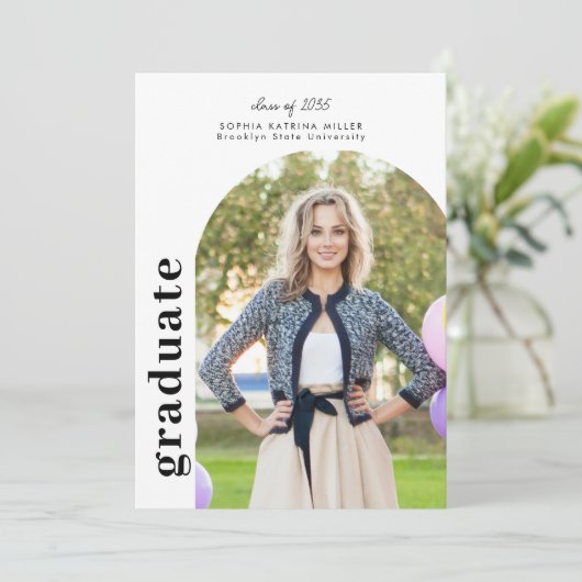 Modern minimalistische Arch 2 Foto Afstuderen Afst Aankondiging (Staand voorkant)