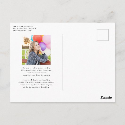 Modern minimalistische Arch 2 Foto Afstuderen Afst Briefkaart (Achterkant)