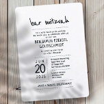 Modern   Minimalistische Bar Mitzvah Kaart<br><div class="desc">Bestaat uit playful manuscript en serif typografie; allen tegen een achtergrond van witte achtergrond. Dit wordt ontworpen door de Uitgezochte Leveringen van de Partij,  exclusief voor Zazzle. Hier te vinden op: http://www.zazzle.com/selectpartysupplies</div>