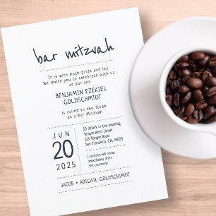 Modern + Minimalistische Bar Mitzvah Kaart