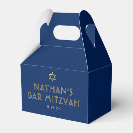 Modern minimalistische bat Mitzvah Blue Gold Bedankdoosjes
