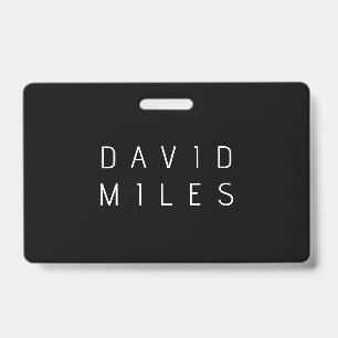 Modern Minimalistische Bewerkbare Naam Zwart & W Badge