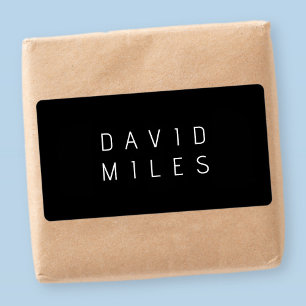 Modern Minimalistische Bewerkbare Naam Zwart & W Etiket