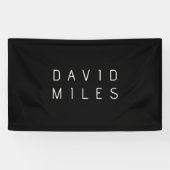 Modern Minimalistische Bewerkbare Naam | Zwart & W Spandoek (Horizontaal)