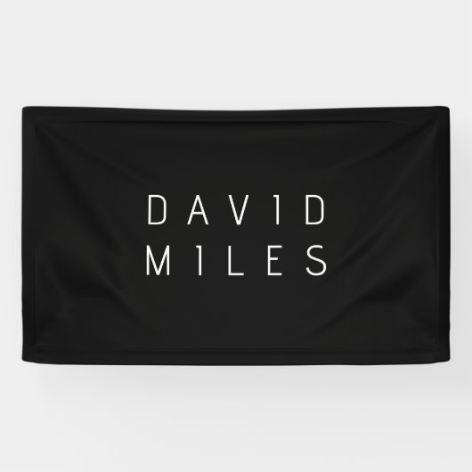 Modern Minimalistische Bewerkbare Naam | Zwart & W Spandoek (Horizontaal)