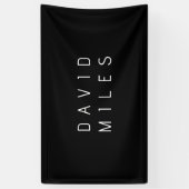 Modern Minimalistische Bewerkbare Naam | Zwart & W Spandoek (Verticaal)