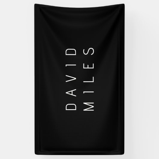 Modern Minimalistische Bewerkbare Naam | Zwart & W Spandoek (Verticaal)