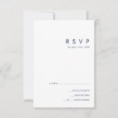 Modern minimalistische blauw RSVP-kaart RSVP Kaartje (Voorkant)