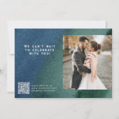 Modern minimalistische blauwe teal foto kaart (Achterkant)