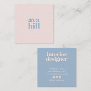Modern Minimalistische Bleke Roze Blauwe Professio Vierkante Visitekaartje