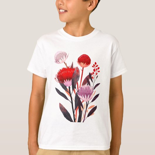 Modern minimalistische boho bloem botanisch t-shirt (Voorkant)