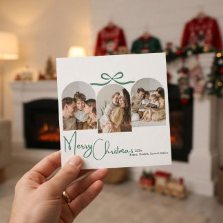 Modern Minimalistische Boog Foto Familie Kerstmis Feestdagenkaart
