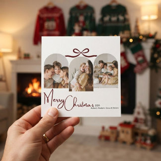 Modern Minimalistische Boog Foto Familie Kerstmis Feestdagenkaart