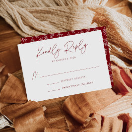 Modern Minimalistische Botanische Bourgondische Br RSVP Kaartje