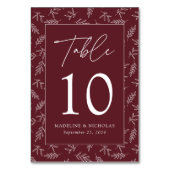 Modern minimalistische botanische merlot bruiloft kaart (Achterkant)