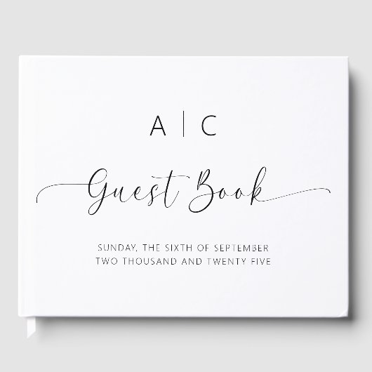 Modern minimalistische bruiloft gastenboek (Voorkant)