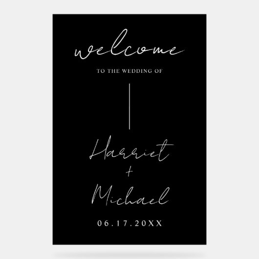 Modern minimalistische bruiloft welkom acryl bord (Voorkant)