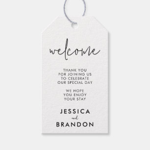 Modern minimalistische bruiloft welkom cadeaulabel