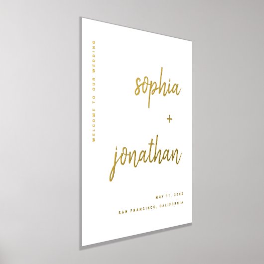 Modern minimalistische bruiloft welkom in Gold Folie Afdrukken (Laagn)