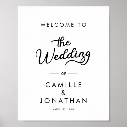 Modern minimalistische bruiloft welkom poster (Voorkant)