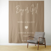 Modern Minimalistische Bruine Jongen of Meisje Ges Wandkleed (In situ)