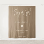 Modern Minimalistische Bruine Jongen of Meisje Ges Wandkleed (Voorkant)