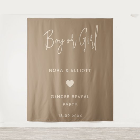 Modern Minimalistische Bruine Jongen of Meisje Ges Wandkleed (Voorkant)