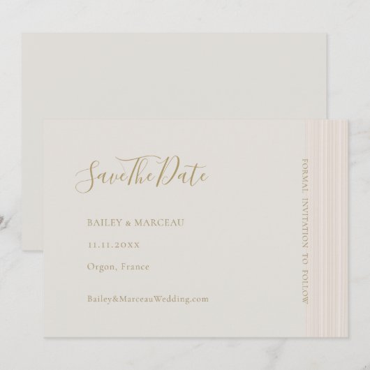  Modern Minimalistische Champagne Goud Save The Da Kaart (Voorkant / Achterkant)