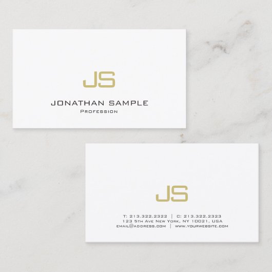 Modern minimalistische Elite Monogrammed Luxury Pl Visitekaartje (Voorkant / Achterkant)