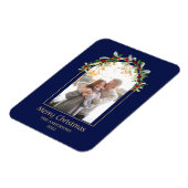 Modern minimalistische Floral Arch Foto Blauw Magneet (Linkerzijde)