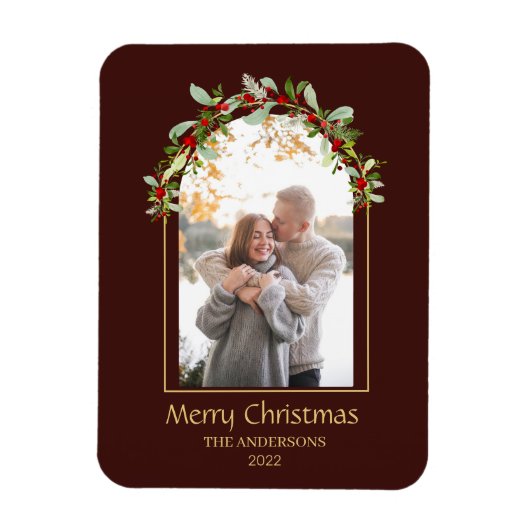 Modern minimalistische Floral Arch-foto bruin Magneet (Verticaal)