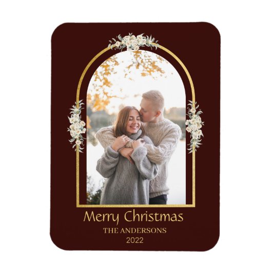 Modern minimalistische Floral Arch-foto bruin Magneet (Verticaal)