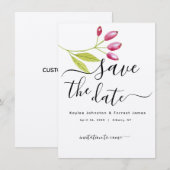 Modern minimalistische Floral Wedding bespaart dat Kaart (Voorkant / Achterkant)
