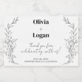 Modern minimalistische Floral Wedding Dank je Mini Sparkling Wijnetiket (Enkel label)