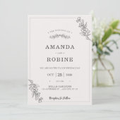 Modern minimalistische Floral Wedding Kaart (Staand voorkant)