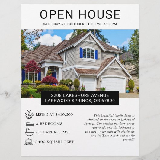 Modern Minimalistische Flyer voor Open Huizen in V (Voorkant)