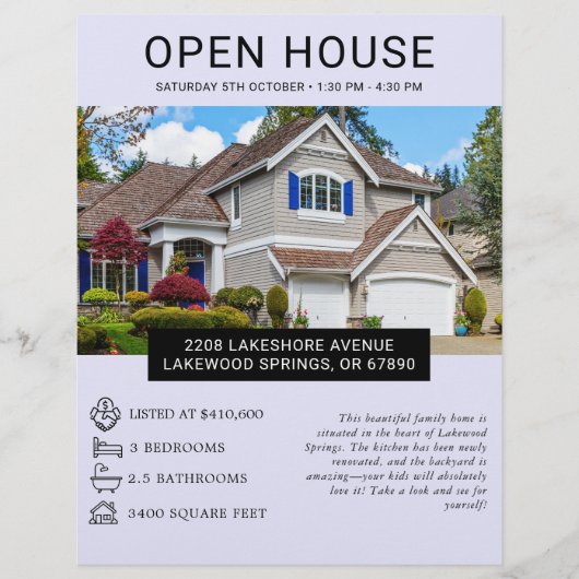 Modern Minimalistische Flyer voor Open Huizen in V (Voorkant)