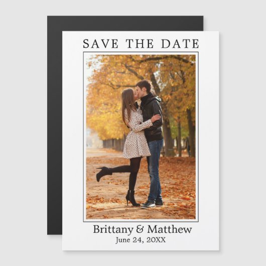 Modern minimalistische foto Magnetic Save the Date (Voorkant / Achterkant)