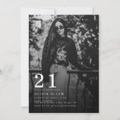 Modern & Minimalistische Foto Zwart | Witte Verjaa Kaart (Voorkant)