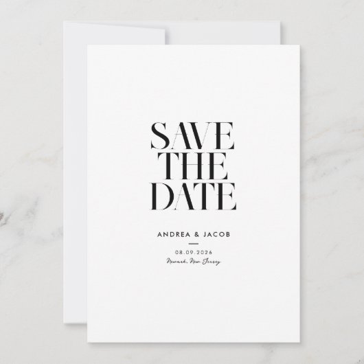 Modern minimalistische fotobruiloft save the date (Voorkant)