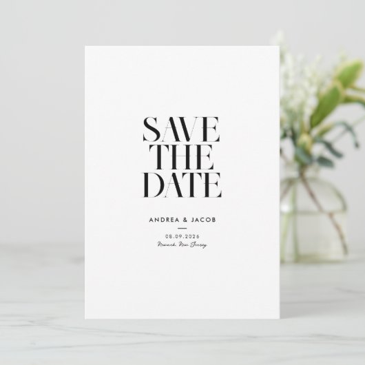 Modern minimalistische fotobruiloft save the date (Staand voorkant)