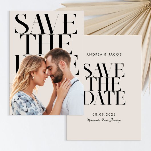 Modern minimalistische fotobruiloft save the date